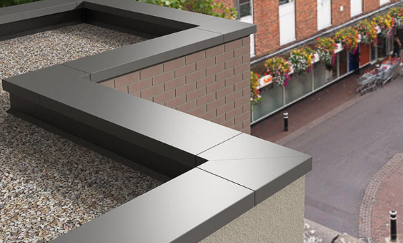 Parapet capping installed on flat roof edge