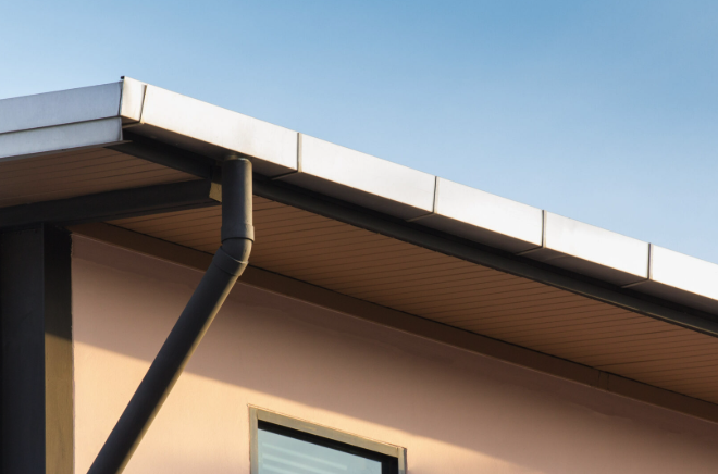 Custom gutter and fascia system installed on modern home