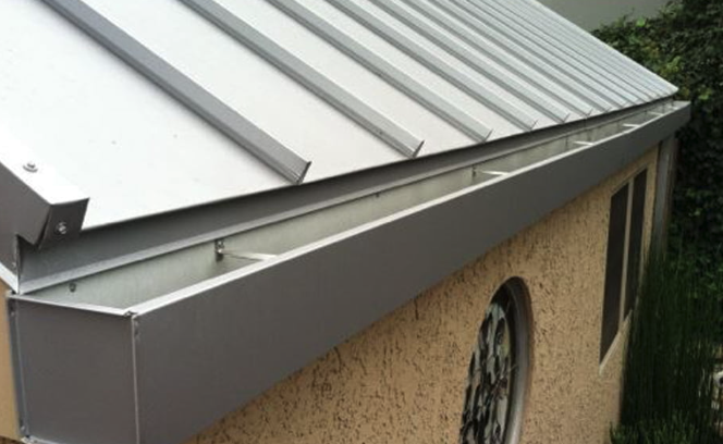 Fascia and gutter detail on standing seam roof